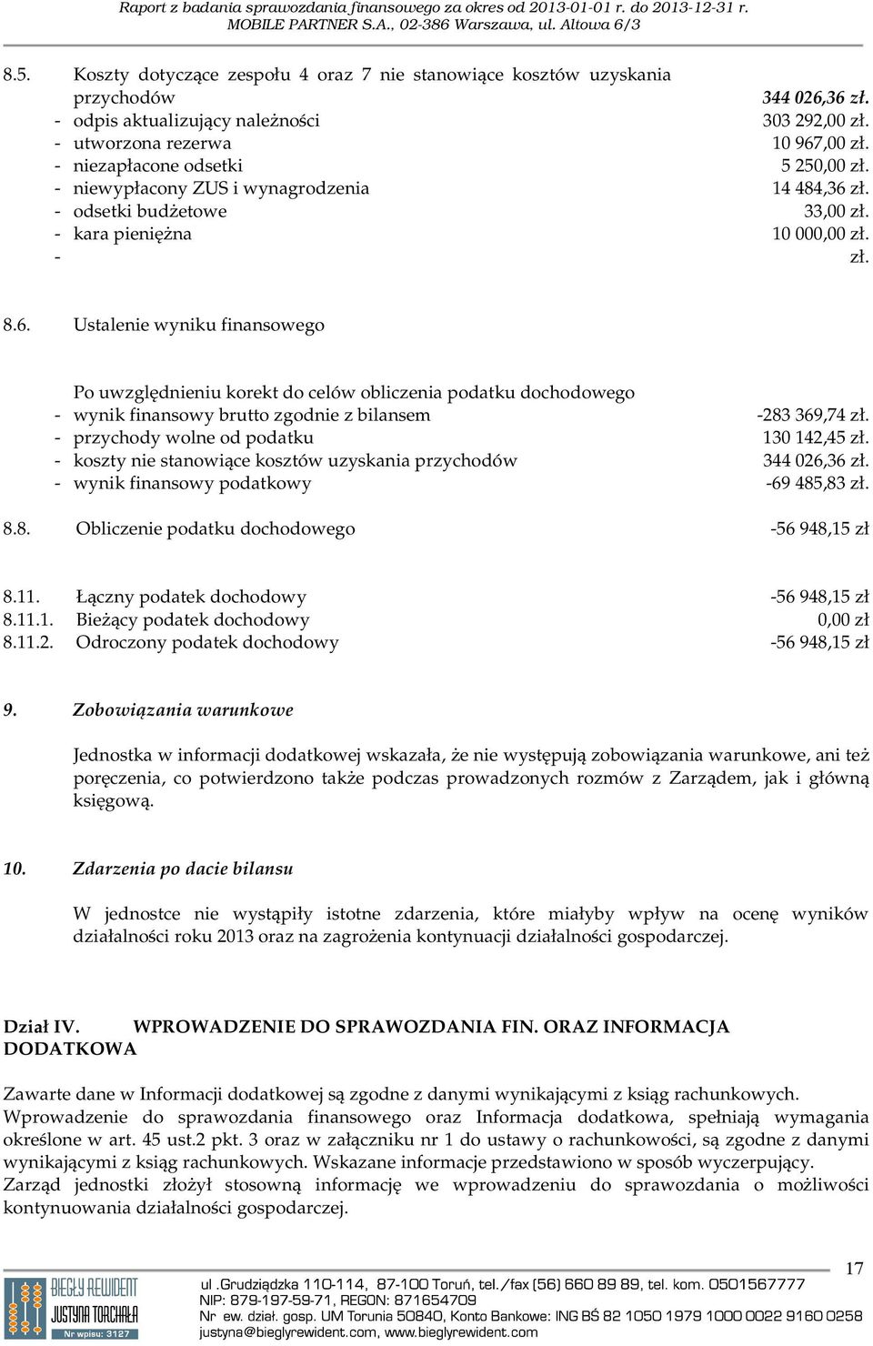 zł. - odsetki budżetowe 33,00 zł. - kara pieniężna 10 000,00 zł. - zł. 8.6.