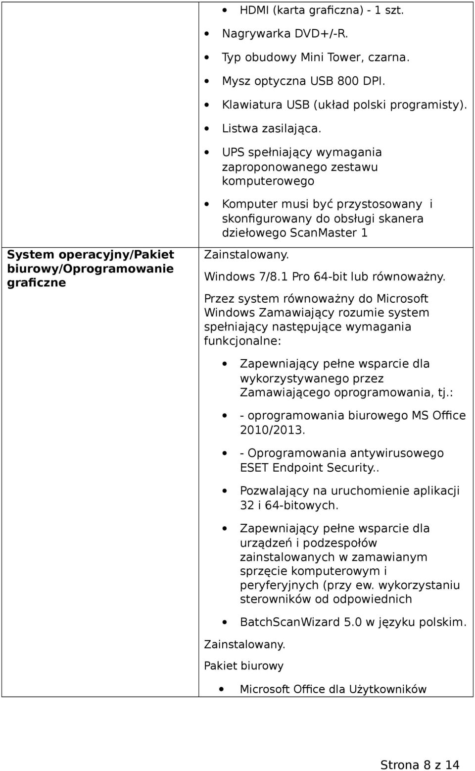dziełowego ScanMaster 1 Zainstalowany. Windows 7/8.1 Pro 64-bit lub równoważny.