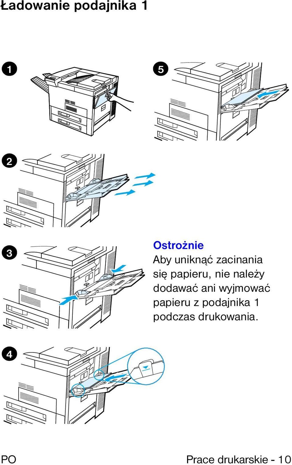 należy dodawać ani wyjmować papieru z