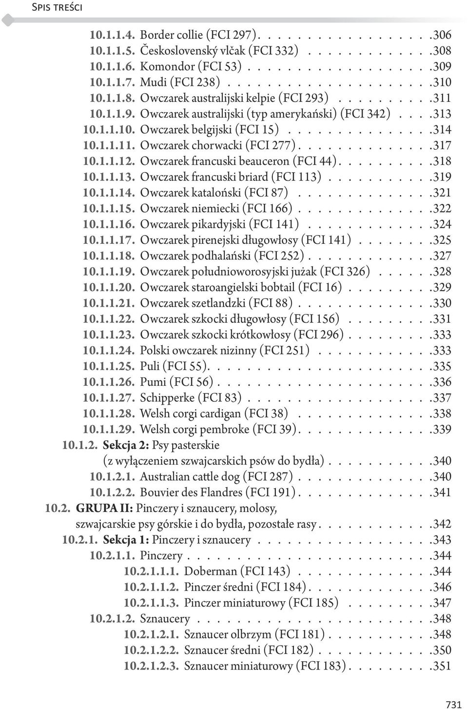 ............317 10.1.1.12. Owczarek francuski beauceron (FCI 44).........318 10.1.1.13. Owczarek francuski briard (FCI 113).......... 319 10.1.1.14. Owczarek kataloński (FCI 87)..............321 10.1.1.15.