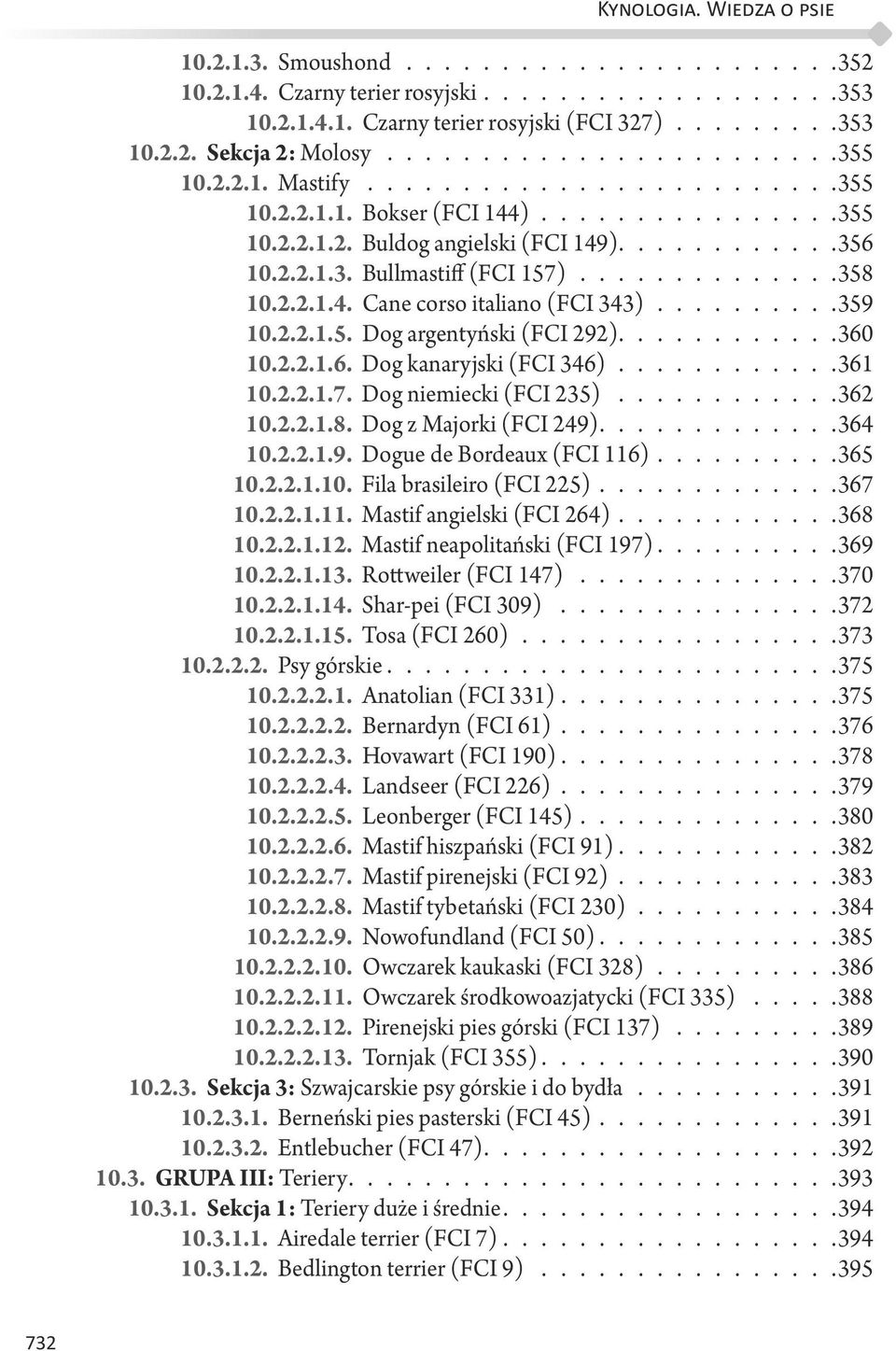 .............358 10.2.2.1.4. Cane corso italiano (FCI 343)......... 359 10.2.2.1.5. Dog argentyński (FCI 292)...........360 10.2.2.1.6. Dog kanaryjski (FCI 346)........... 361 10.2.2.1.7.