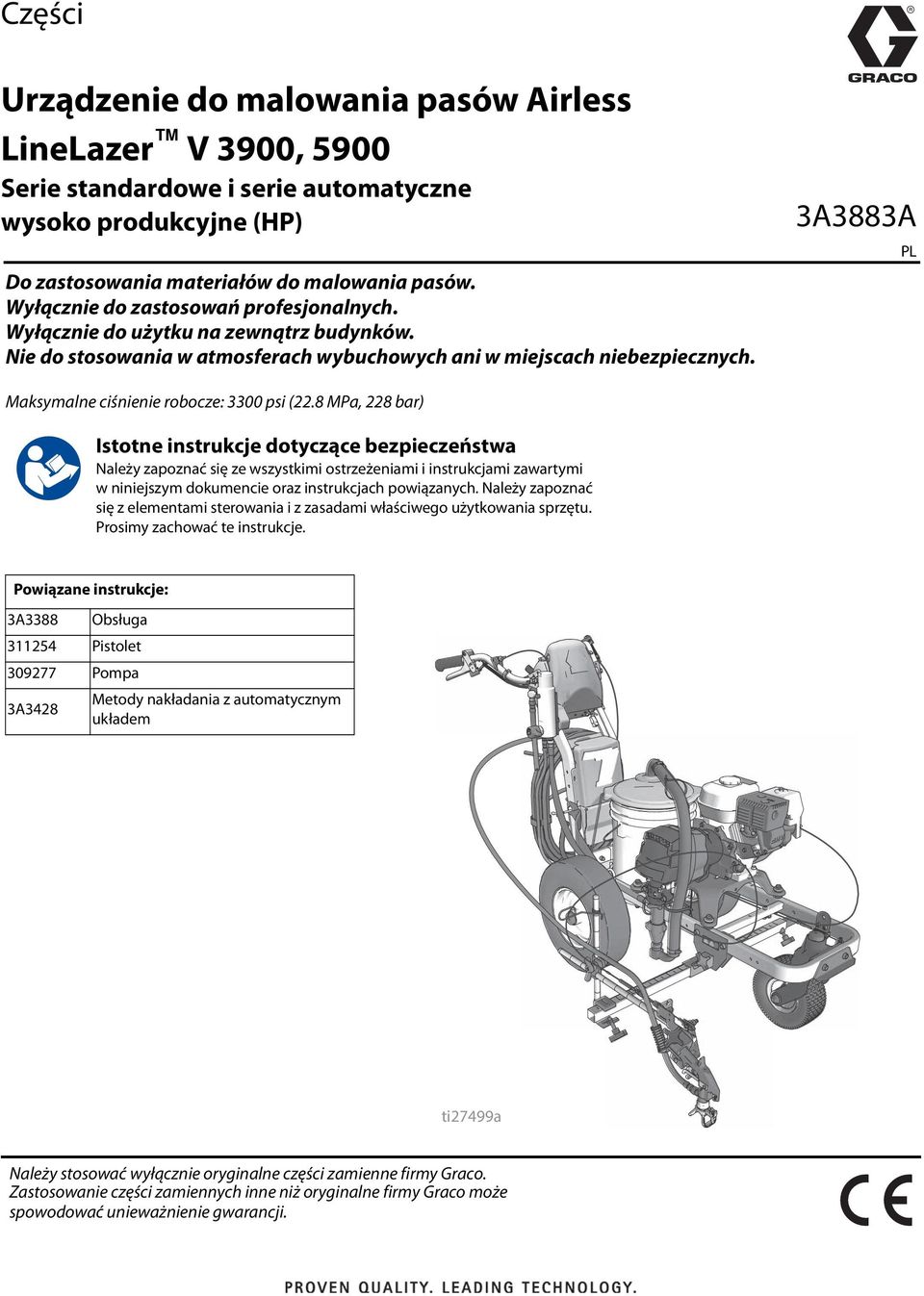 3A3883A PL Maksymalne ciśnienie robocze: 3300 psi (.