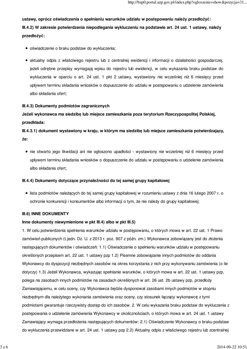 przepisy wymagają wpisu do rejestru lub ewidencji, w celu wykazania braku podstaw do wykluczenia w oparciu o art. 24 ust.