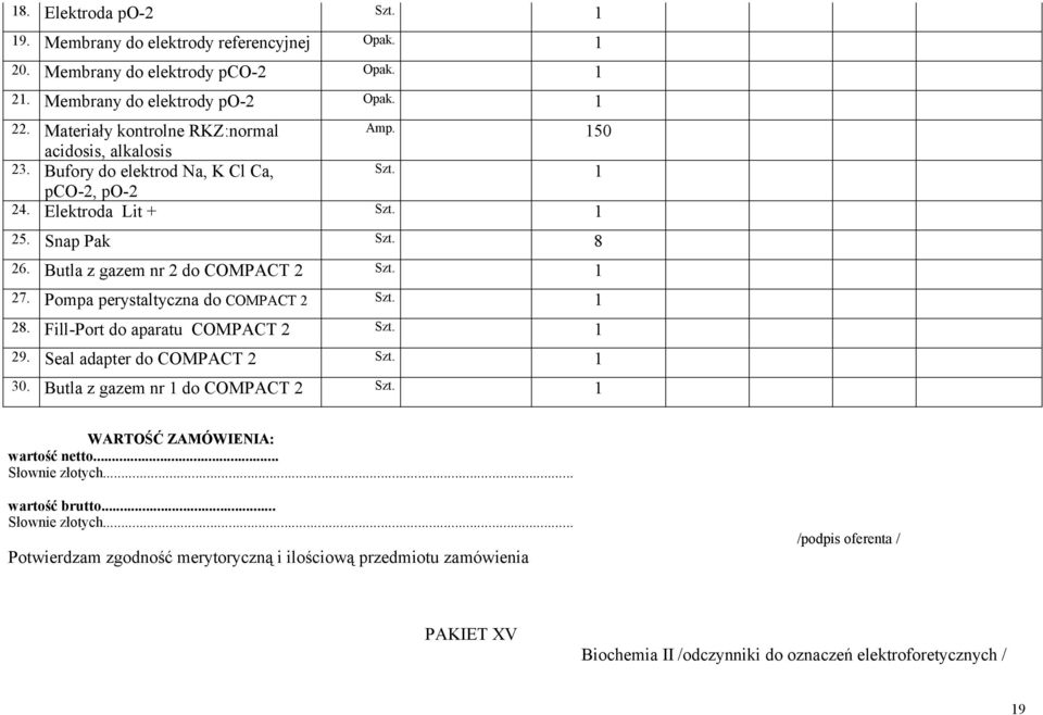 Snap Pak Szt. 8 26. Butla z gazem nr 2 do COMPACT 2 Szt. 1 27. Pompa perystaltyczna do COMPACT 2 Szt. 1 28. Fill-Port do aparatu COMPACT 2 Szt. 1 29.
