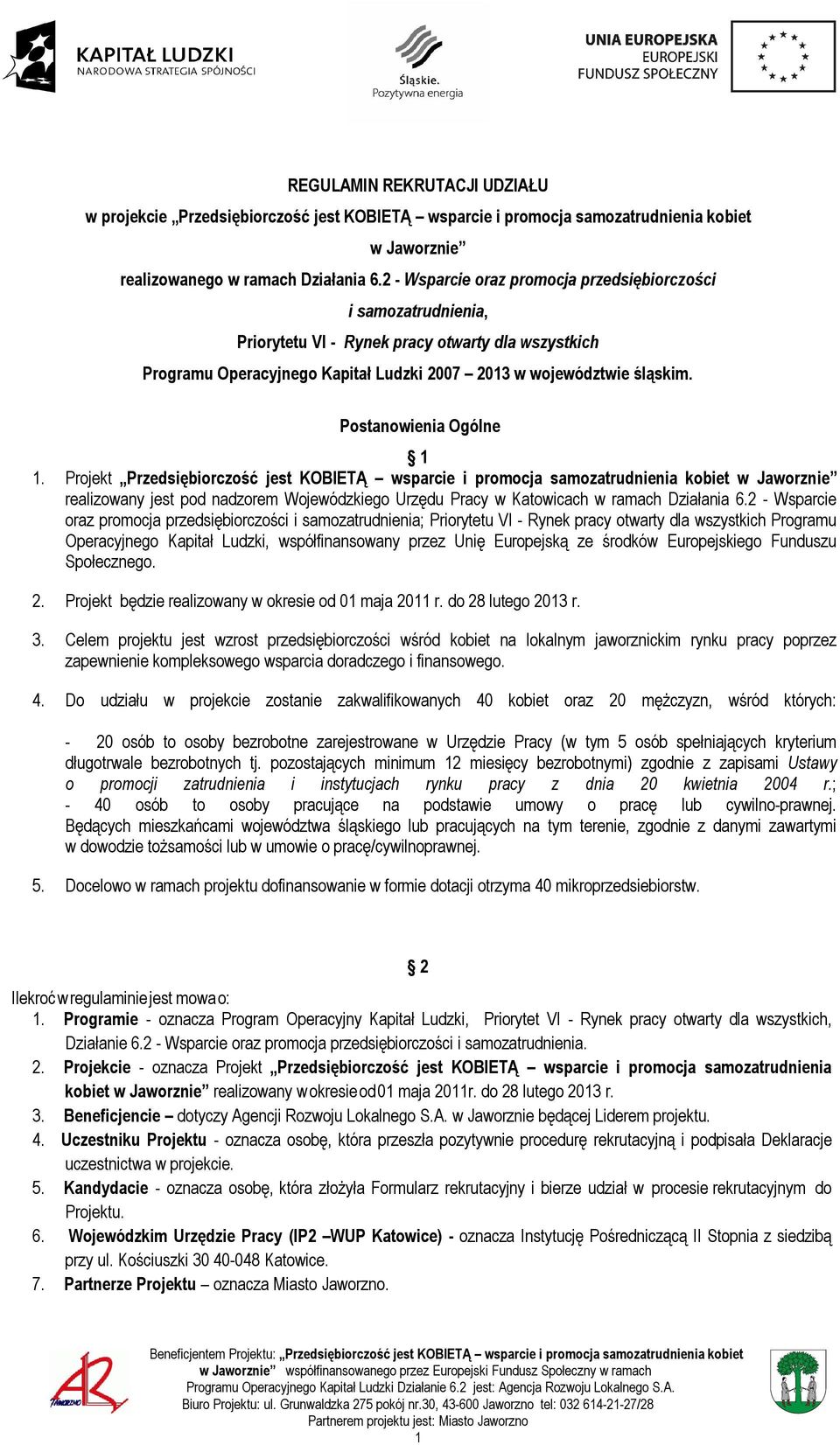 Postanowienia Ogólne 1 1.