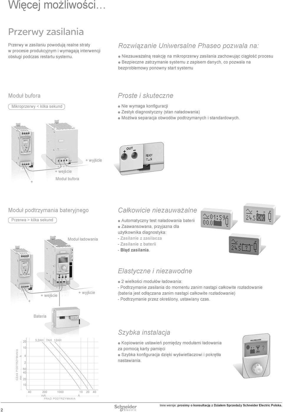 ponowny start systemu Moduł bufora Mikroprzerwy < kilka sekund Proste i skuteczne p Nie wymaga konfiguracji p Zestyk diagnostyczny (stan naładowania) p Możliwa separacja obwodów podtrzymanych i