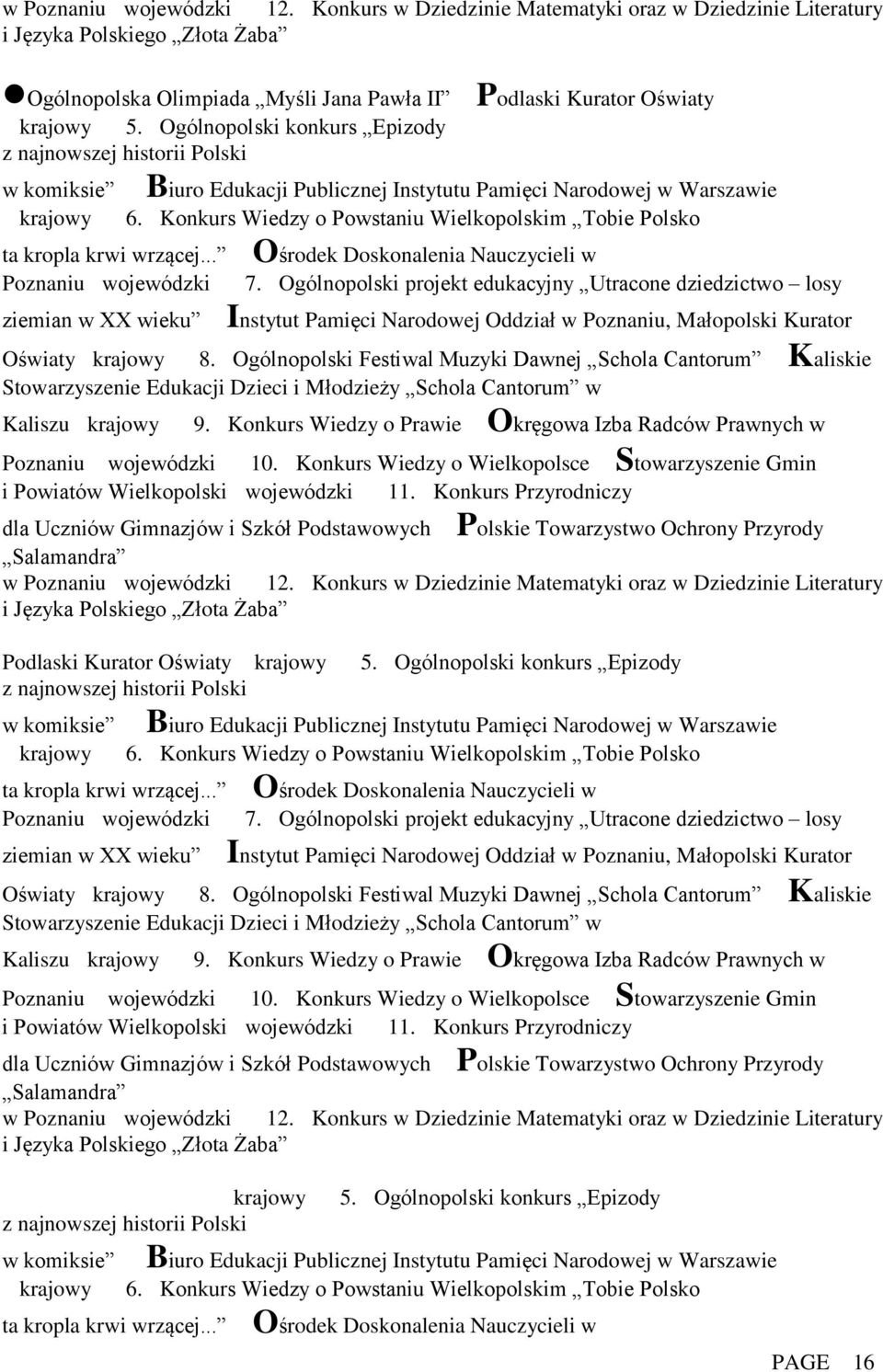 ogólnopolski konkurs Epizody Podlaski ogólnopolski