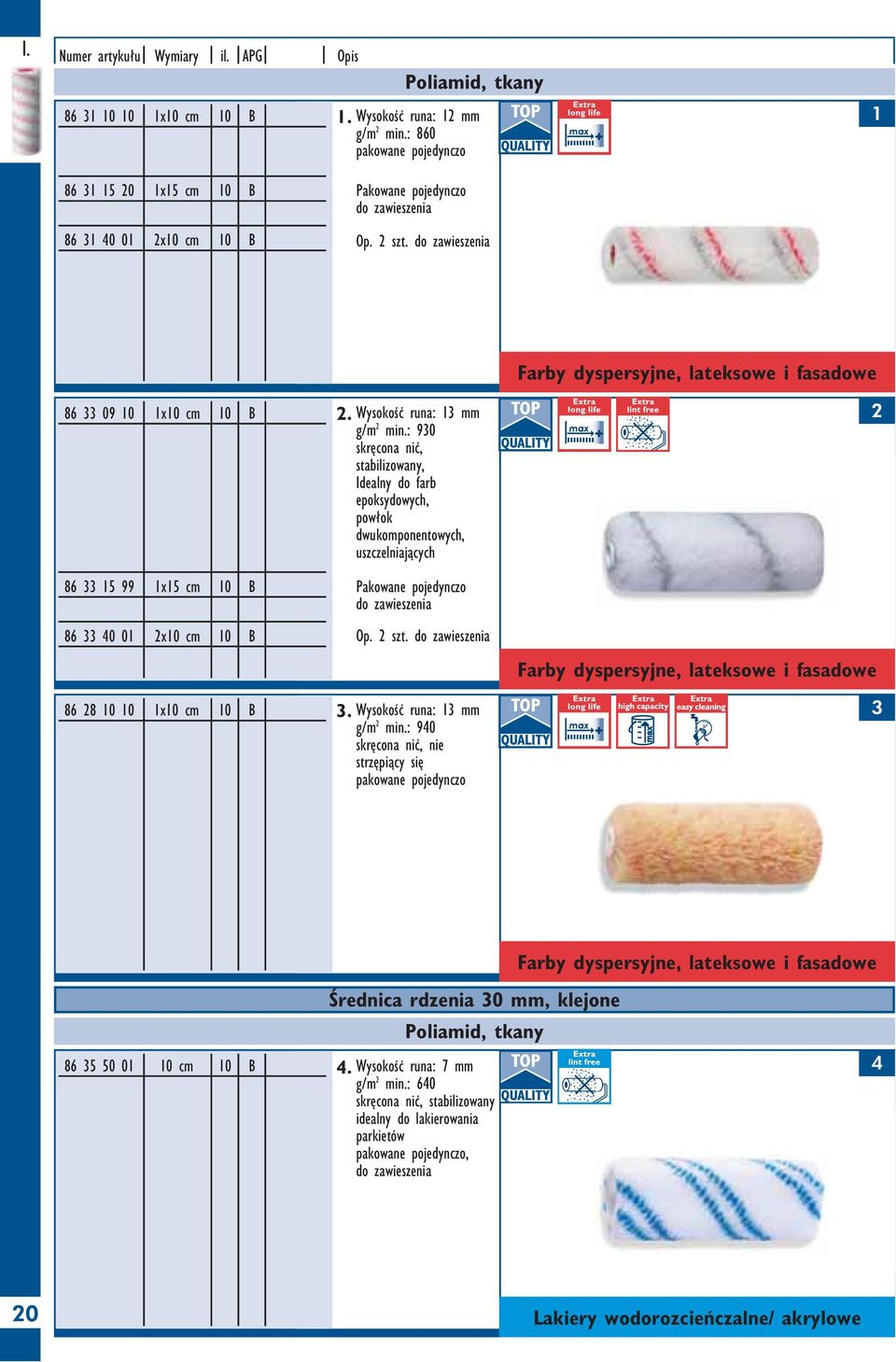 : 90 skr cona niç, stabilizowany, Idealny do farb epoksydowych, pow ok dwukomponentowych, uszczelniajàcych Pakowane pojedynczo do zawieszenia Op. szt. do zawieszenia 86 8 0 0 x0 cm 0 B.