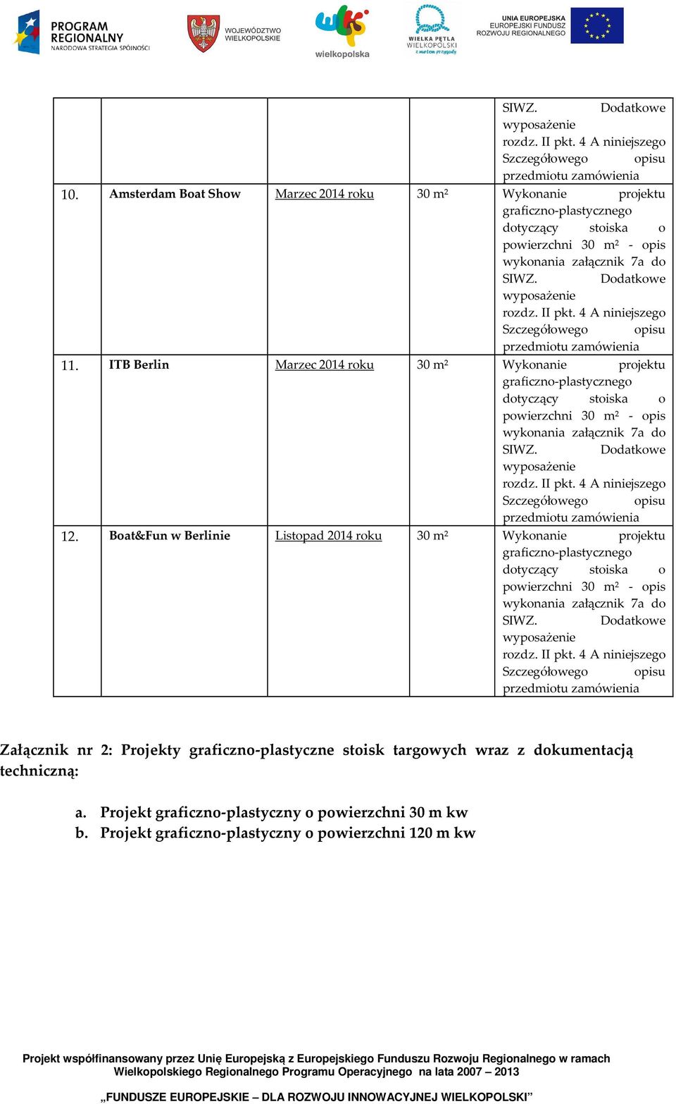 Boat&Fun w Berlinie Listopad 2014 roku 30 m² Wykonanie projektu Załącznik nr 2: Projekty