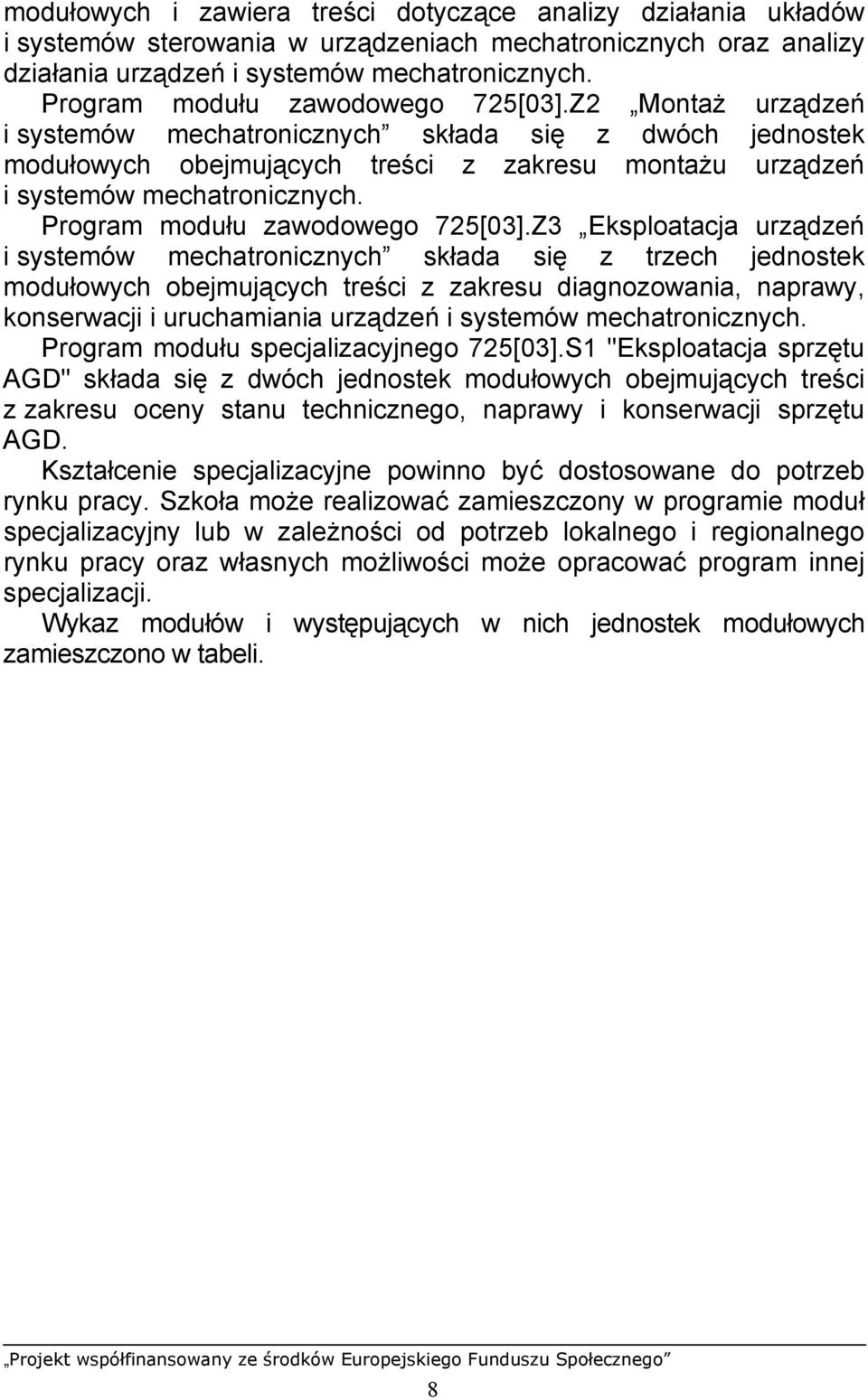 Program modułu zawodowego 725[03].