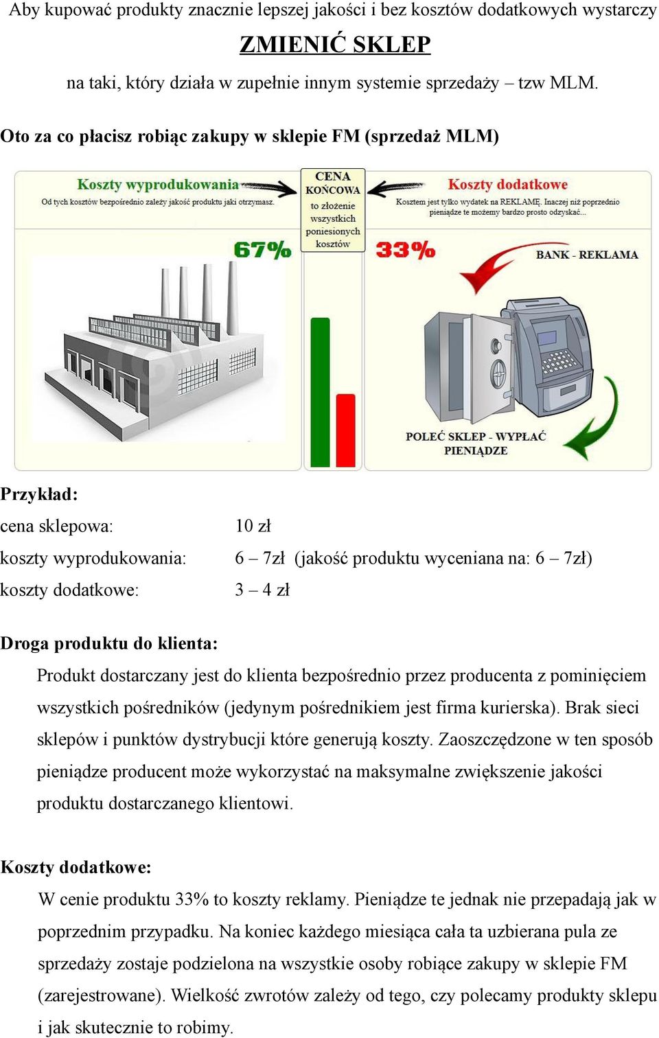 do klienta: Produkt dostarczany jest do klienta bezpośrednio przez producenta z pominięciem wszystkich pośredników (jedynym pośrednikiem jest firma kurierska).