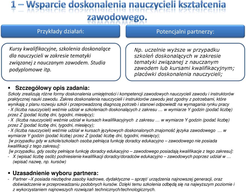 doskonalenia umiejętności i kompetencji zawodowych nauczycieli zawodu i instruktorów praktycznej nauki zawodu.