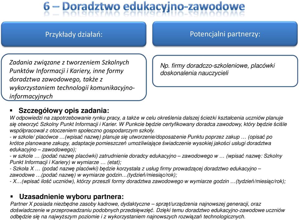 Punkt Informacji i Karier. W Punkcie będzie certyfikowany doradca zawodowy, który będzie ściśle współpracował z otoczeniem społeczno gospodarczym szkoły.