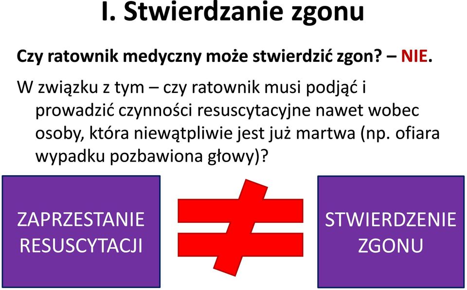resuscytacyjne nawet wobec osoby, która niewątpliwie jest już martwa