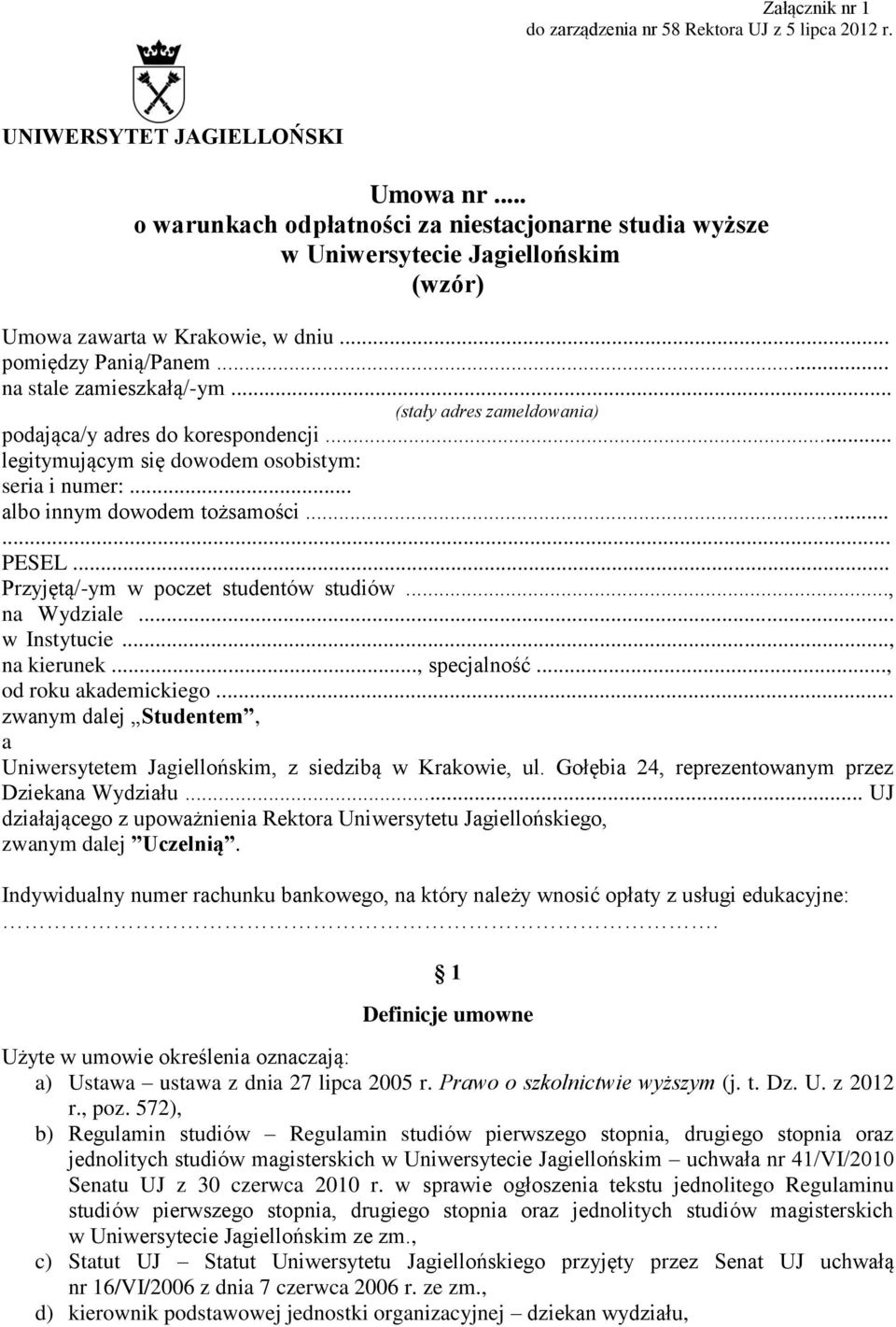 .. (stały adres zameldowania) podająca/y adres do korespondencji... legitymującym się dowodem osobistym: seria i numer:... albo innym dowodem tożsamości...... PESEL.