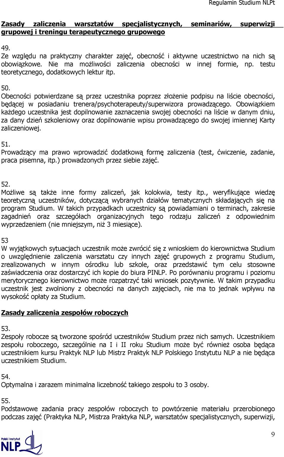 testu teoretycznego, dodatkowych lektur itp. 50.