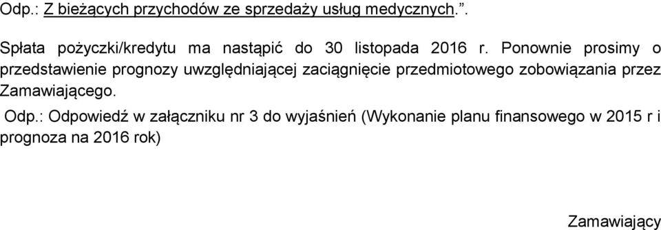 Ponownie prosimy o przedstawienie prognozy uwzględniającej zaciągnięcie przedmiotowego