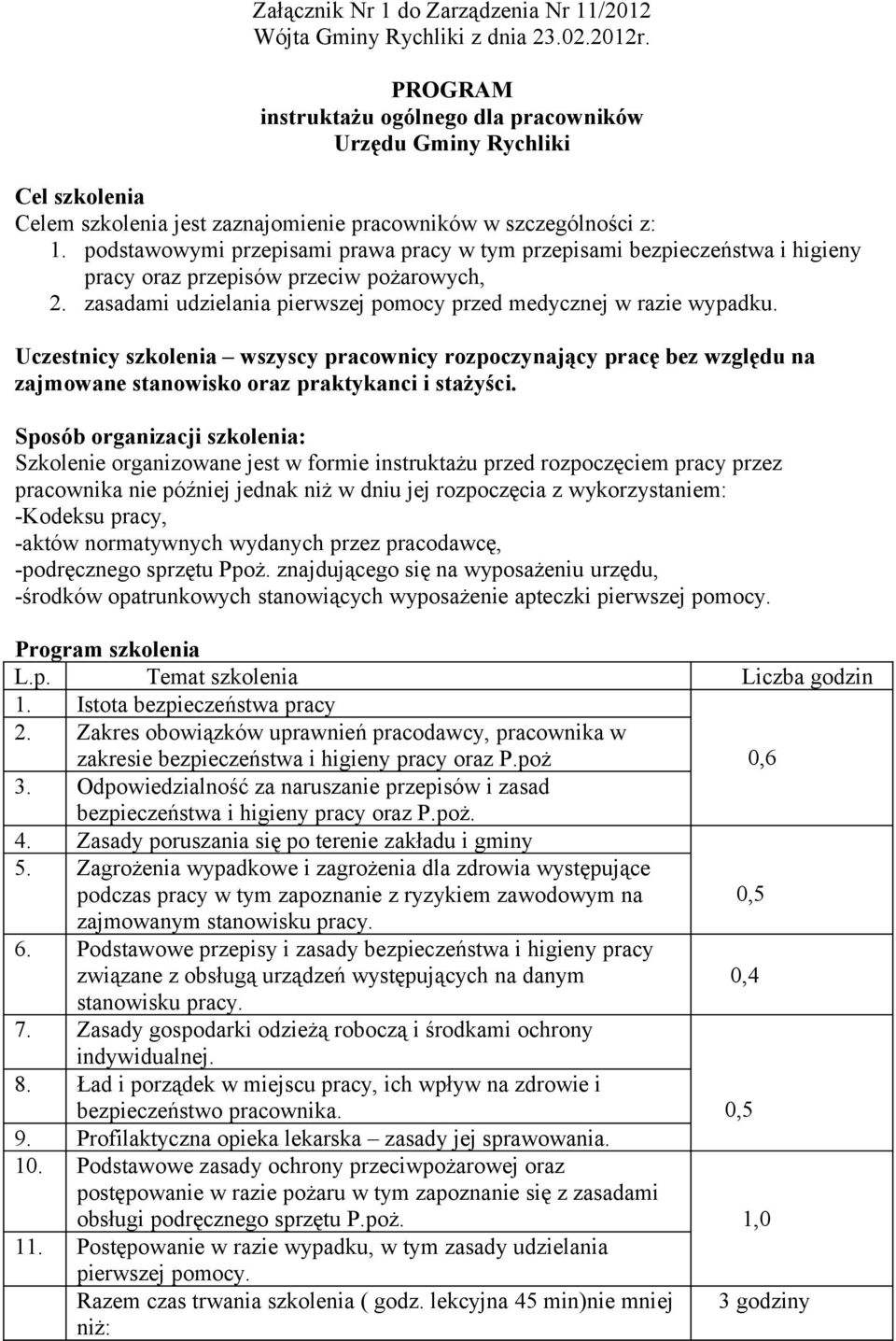 podstawowymi przepisami prawa pracy w tym przepisami bezpieczeństwa i higieny pracy oraz przepisów przeciw pożarowych, 2. zasadami udzielania pierwszej pomocy przed medycznej w razie wypadku.