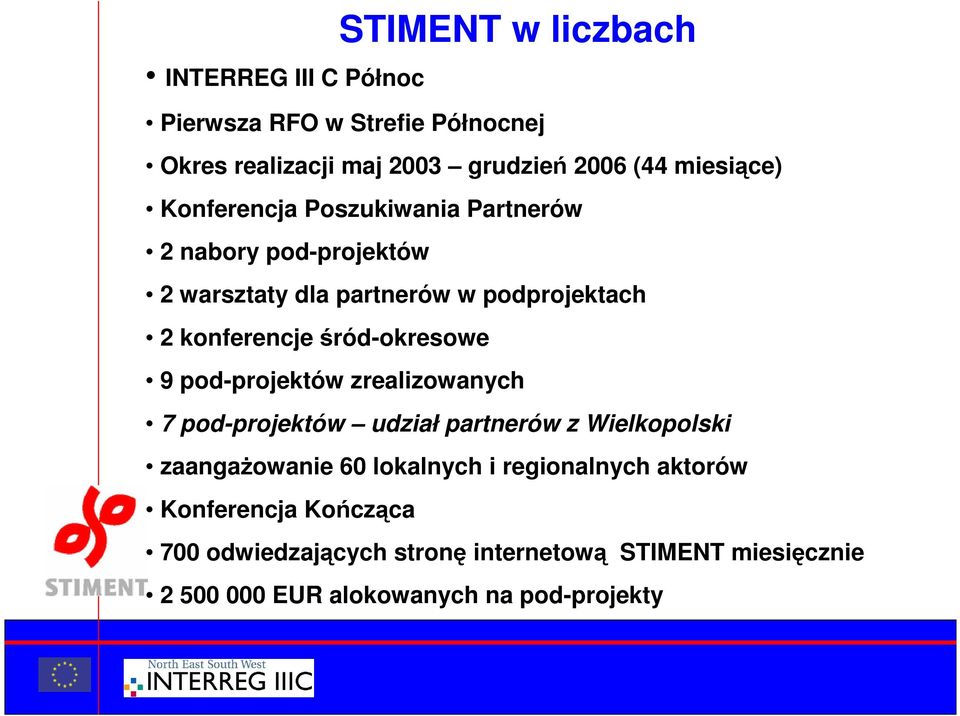 śród-okresowe 9 pod-projektów zrealizowanych 7 pod-projektów udział partnerów z Wielkopolski zaangaŝowanie 60 lokalnych i