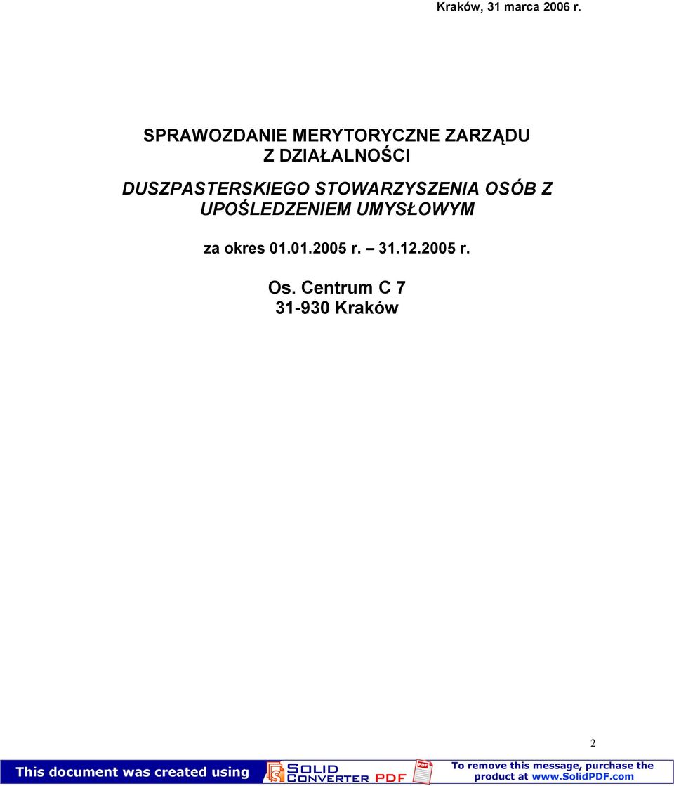 DUSZPASTERSKIEGO STOWARZYSZENIA OSÓB Z