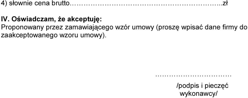 zamawiającego wzór umowy (proszę wpisać dane