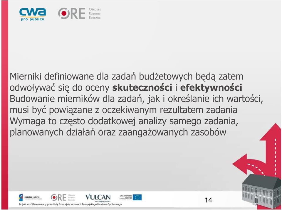 wartości, musi być powiązane z oczekiwanym rezultatem zadania Wymaga to często