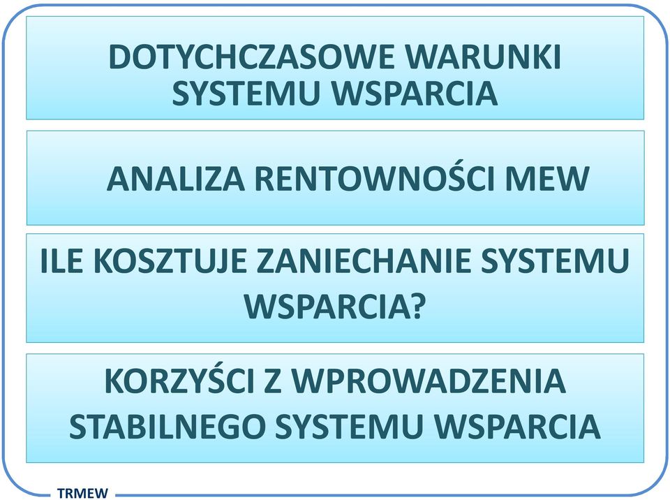 ZANIECHANIE SYSTEMU WSPARCIA?