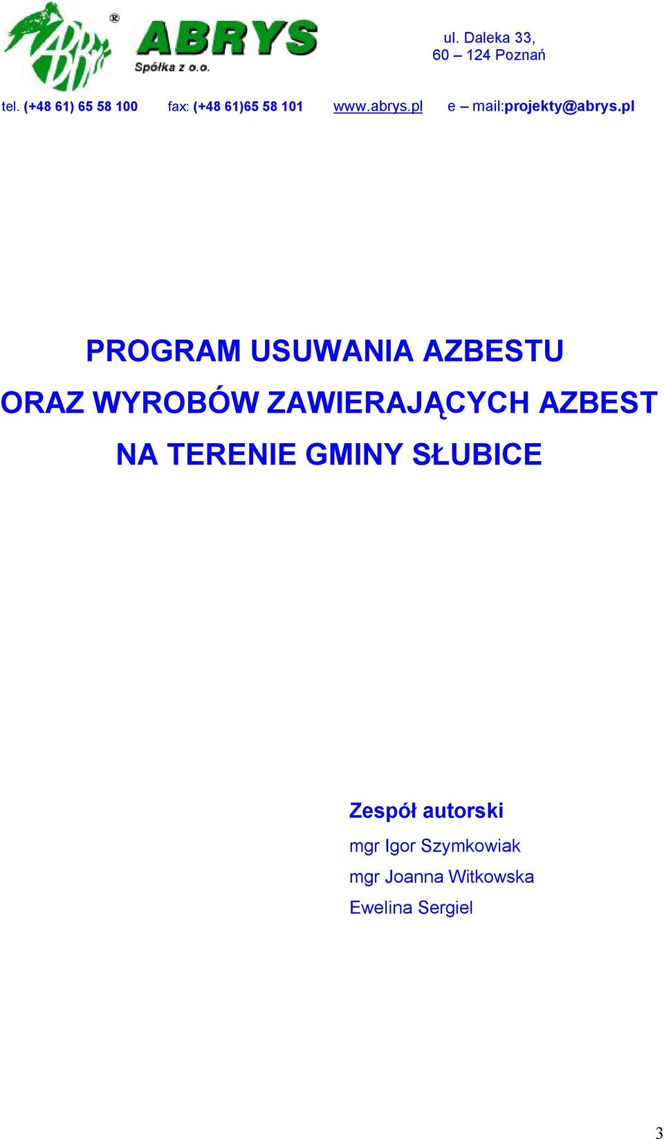 pl e mail:projekty@abrys.