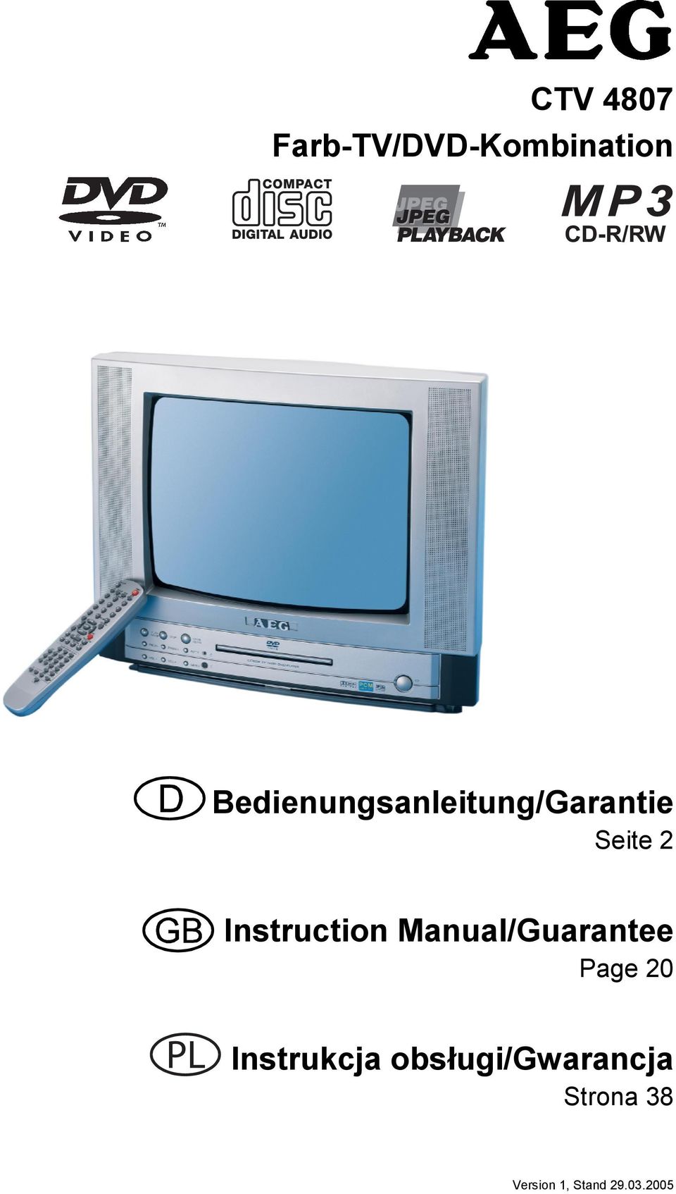 Instruction Manual/Guarantee Page 20