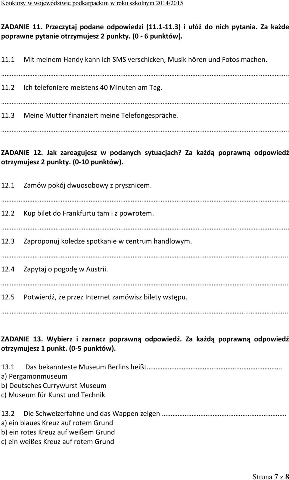 Konkurs Z Jezyka Niemieckiego Dla Gimnazjum Drogi Gimnazjalisto