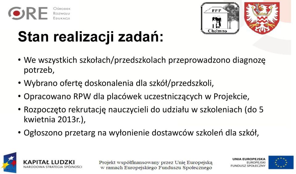 placówek uczestniczących w Projekcie, Rozpoczęto rekrutację nauczycieli do udziału w