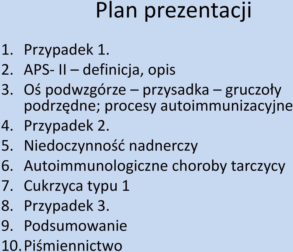 4. Przypadek 2. 5. Niedoczynność nadnerczy 6.