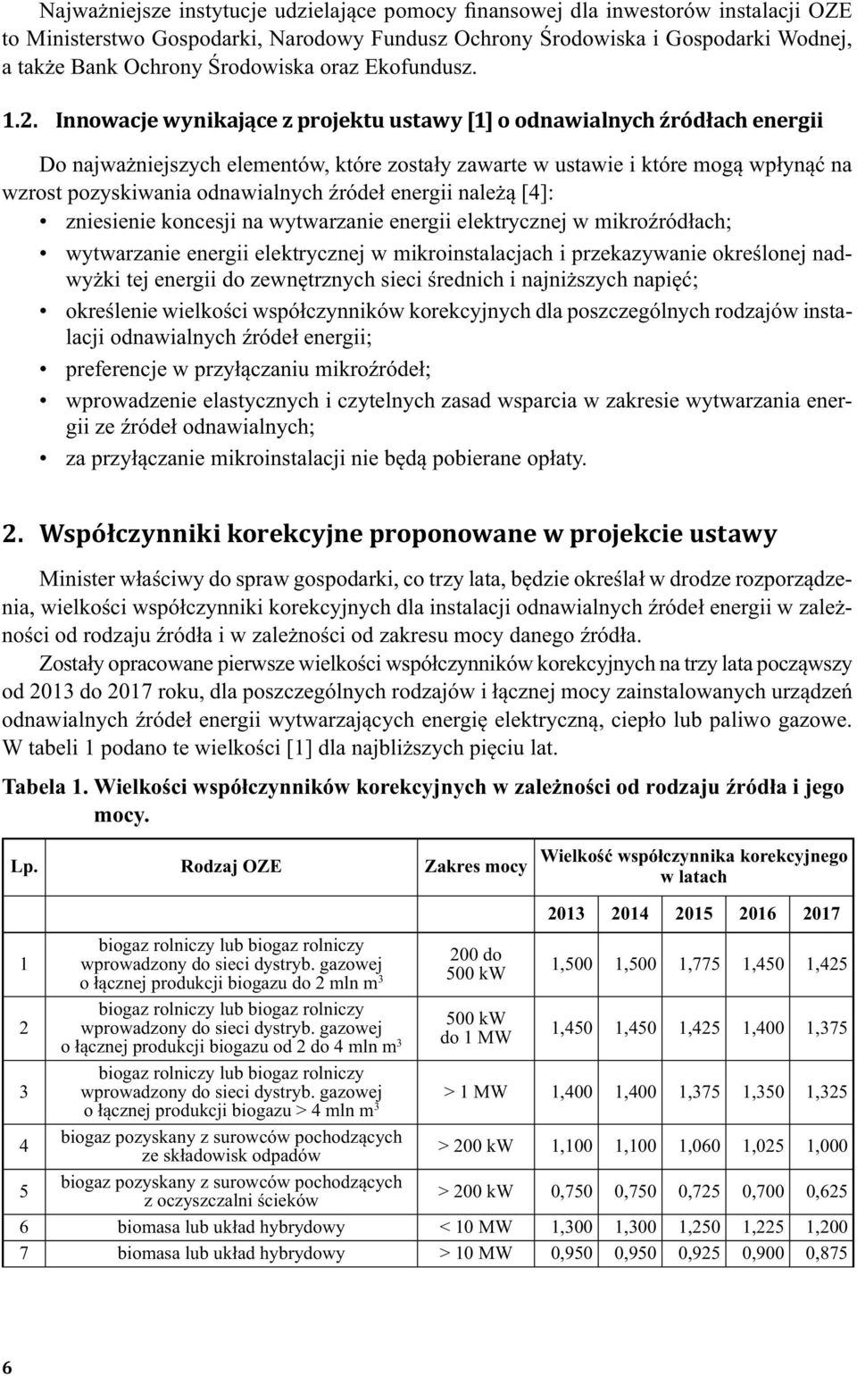Innowacje wynikające z projektu ustawy [1] o odnawialnych źródłach energii Do najważniejszych elementów, które zostały zawarte w ustawie i które mogą wpłynąć na wzrost pozyskiwania odnawialnych