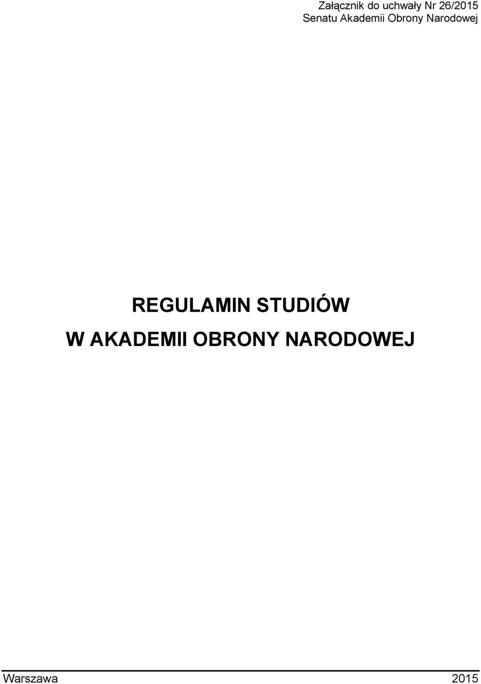 Narodowej REGULAMIN STUDIÓW W