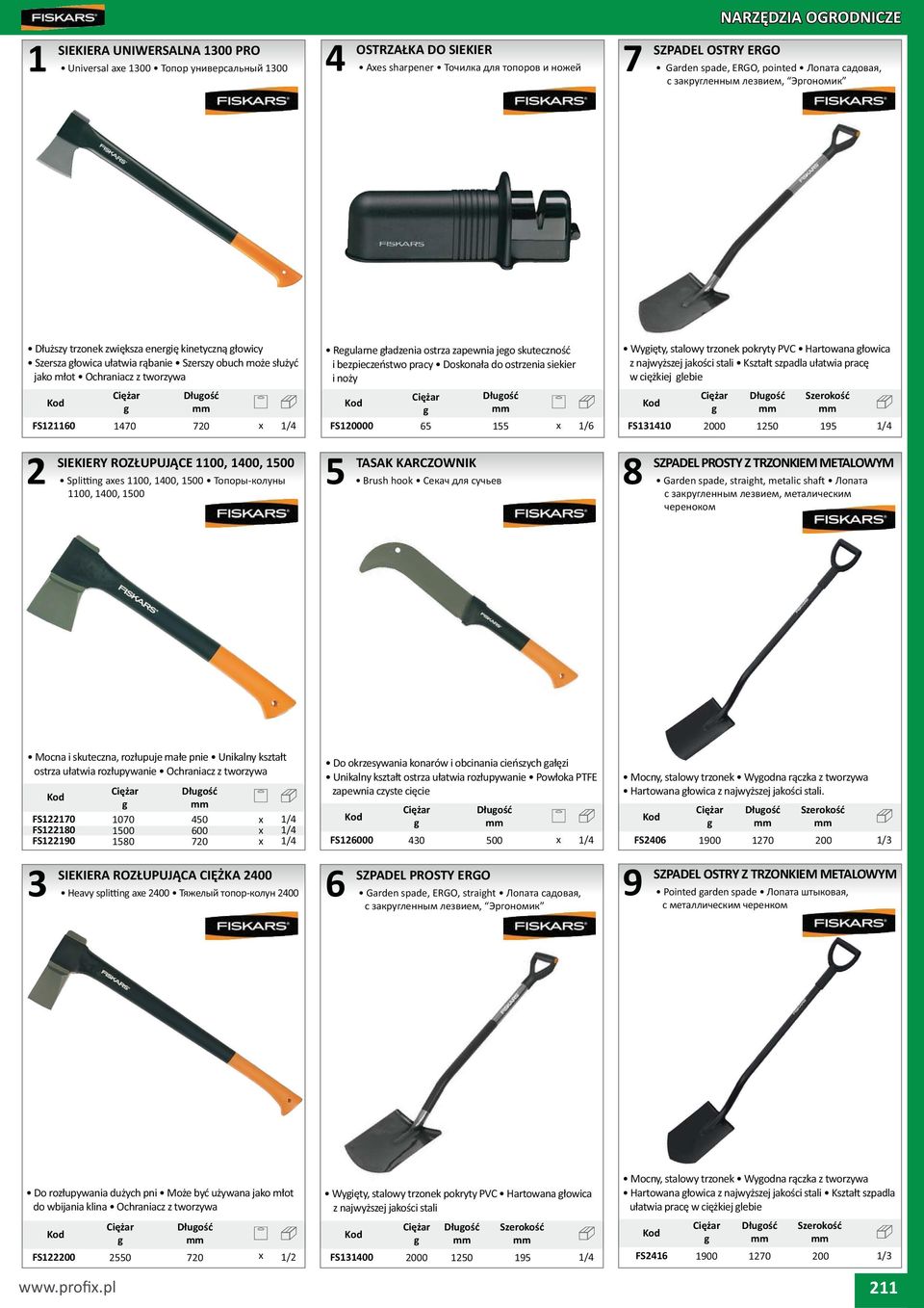 skuteczno i bezpiecze stwo pracy Doskona a do ostrzenia siekier i no y FS000 1 x 1/ TASAK KARCZOWNIK Brush hook Wyi ty, stalowy trzonek pokryty PVC Hartowana owica z najwy szej jako ci stali Kszta t