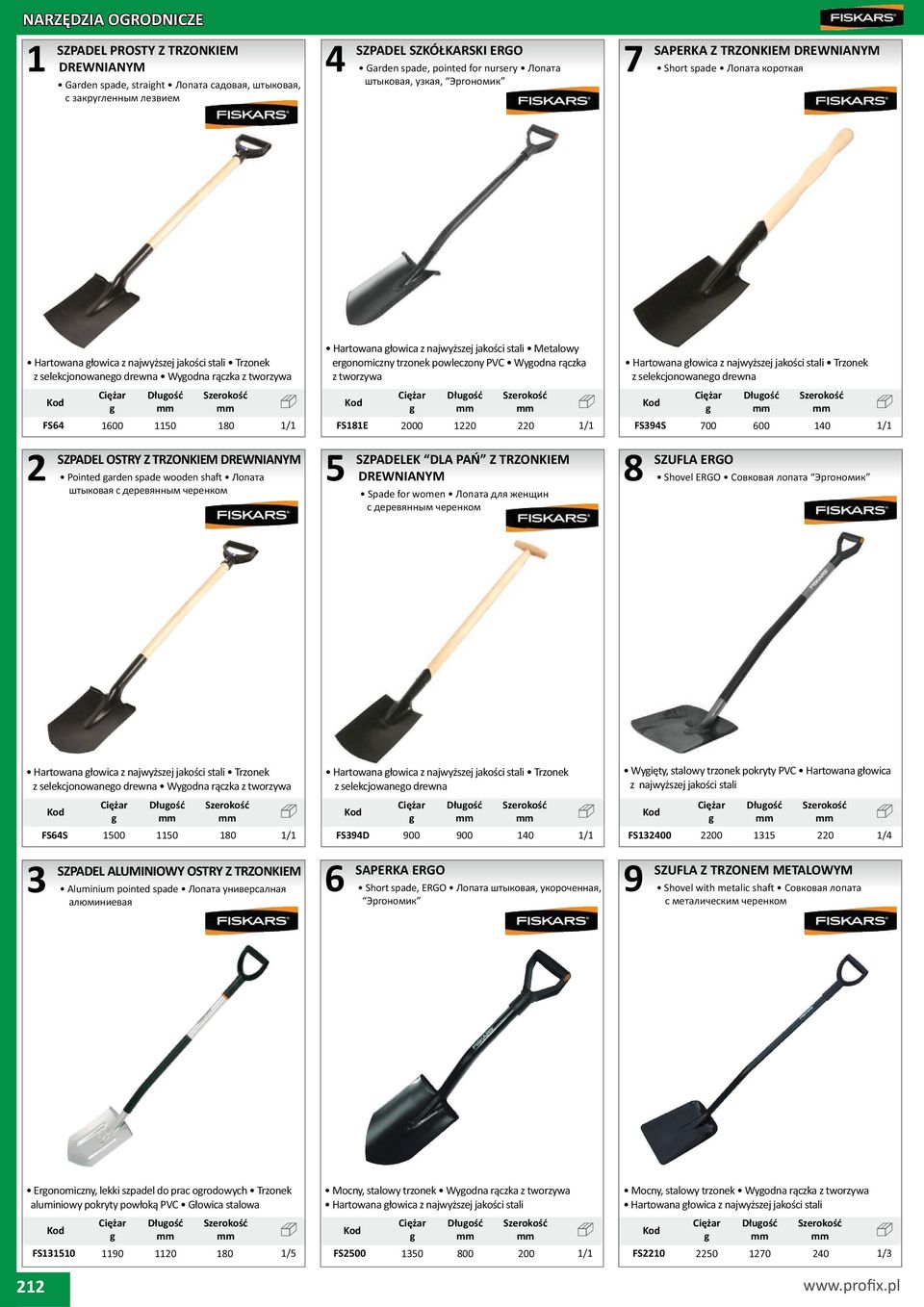 jako ci stali Metalowy eronomiczny trzonek powleczony PVC Wyodna r czka z tworzywa FS11E 000 0 SZPADELEK DLA PA Z TRZONKIEM DREWNIANYM Spade for women Hartowana owica z najwy szej jako ci stali