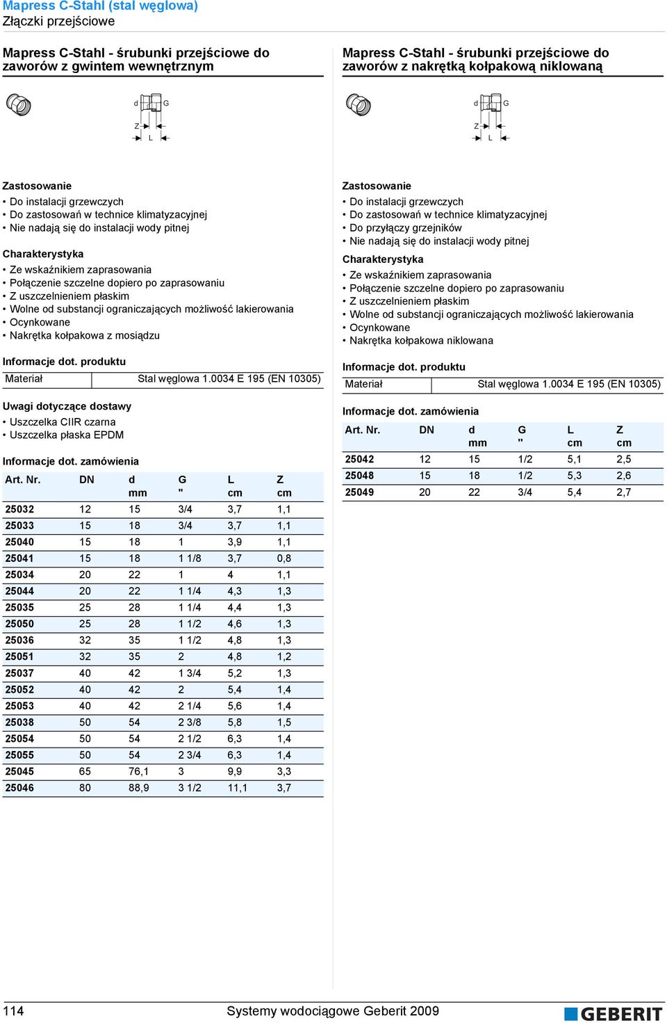 Informacje ot. prouktu Uwagi otyczące otawy Uzczelka płaka EPDM Informacje ot. zamówienia Art.