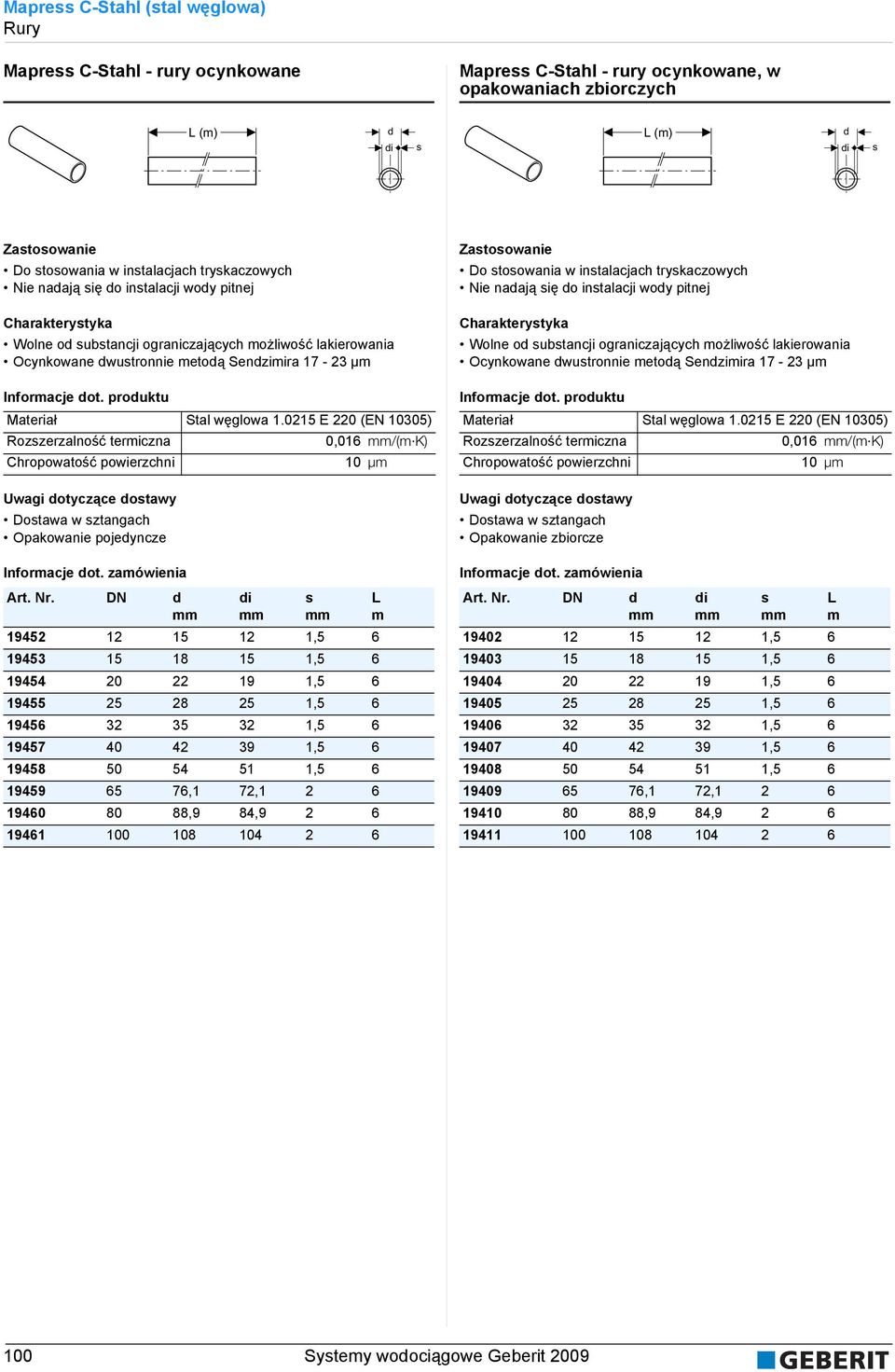 prouktu Materiał Stal węglowa 1.0215 E 220 (EN 10305) Rozzerzalność termiczna 0,016 /(m K) Chropowatość powierzchni 10 μm Uwagi otyczące otawy Dotawa w ztangach Opakowanie pojeyncze Informacje ot.