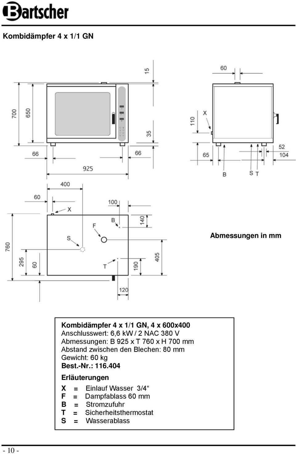 zwischen den Blechen: 80 mm Gewicht: 60 kg Best.-Nr.: 116.