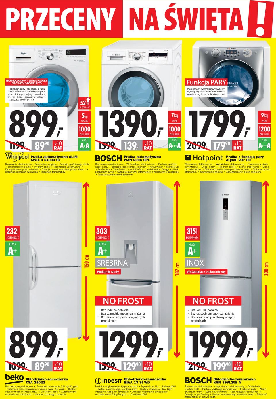 jakość prania 899, Pralka automatyczna SLIM AWO/C 51003 SL Sterowanie elektroniczne Automatyka wagowa Funkcja opóźnionego startu 18 programów prania szybki Technologia Szósty Zmysł Zabezpieczenie