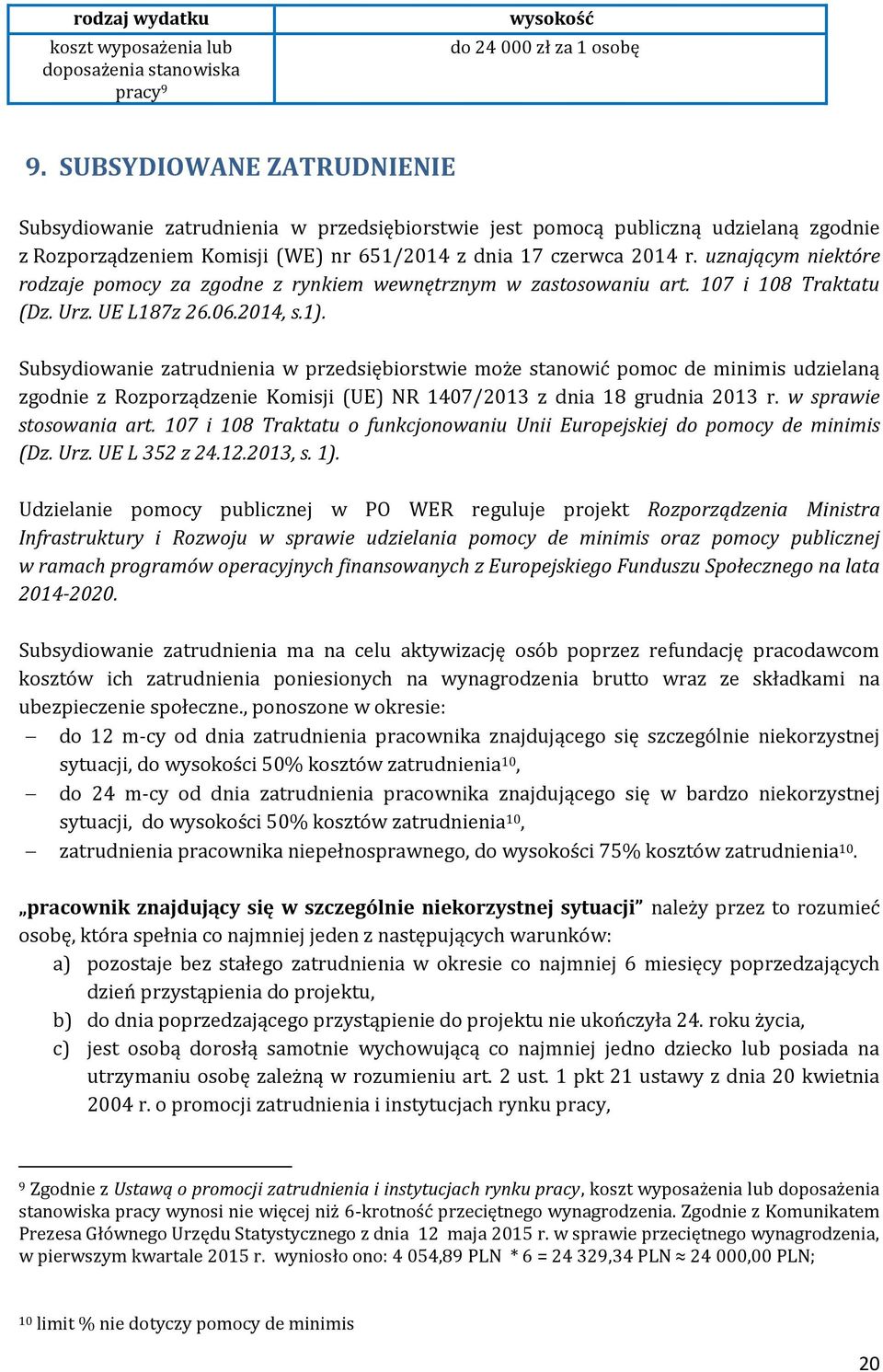 uznającym niektóre rodzaje pomocy za zgodne z rynkiem wewnętrznym w zastosowaniu art. 107 i 108 Traktatu (Dz. Urz. UE L187z 26.06.2014, s.1).