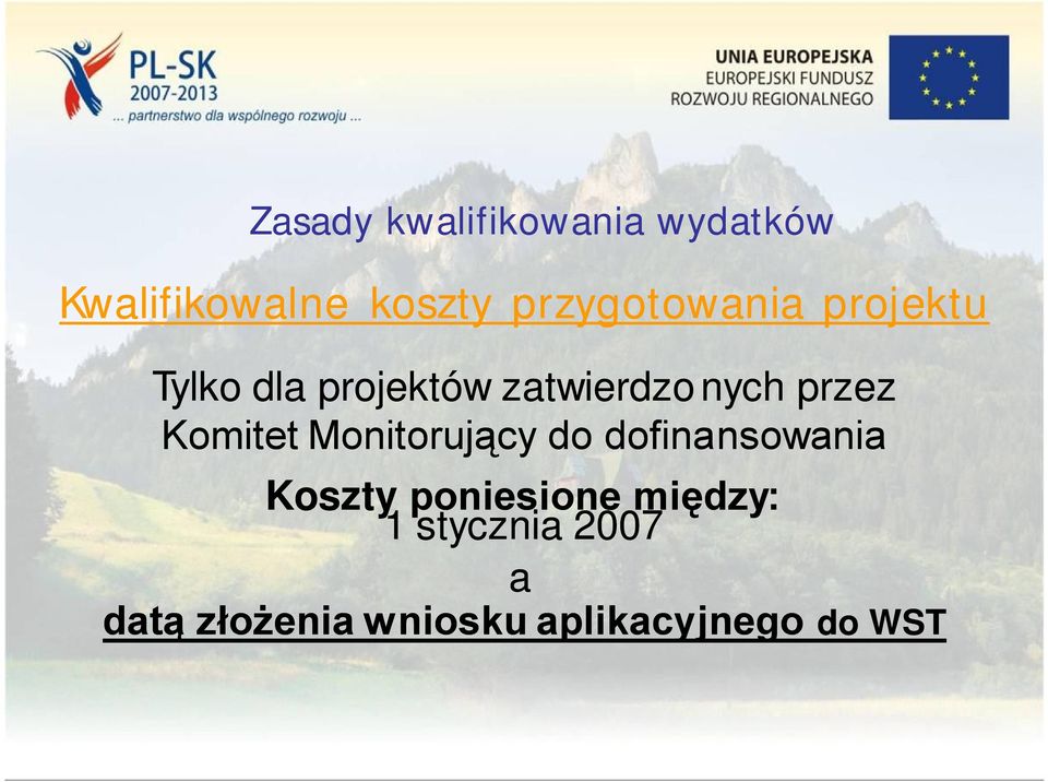 Monitorujący do dofinansowania Koszty poniesione