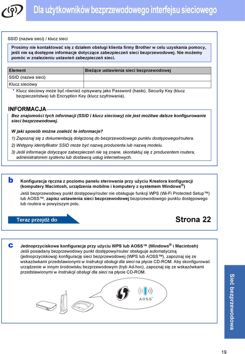 Elmnt Biżą ustwini sii zprzwoowj SSID (nzw sii) Kluz siiowy * Kluz siiowy moż yć równiż opisywny jko Psswor (hsło), Surity Ky (kluz zpizństw) lu Enryption Ky (kluz szyfrowni).