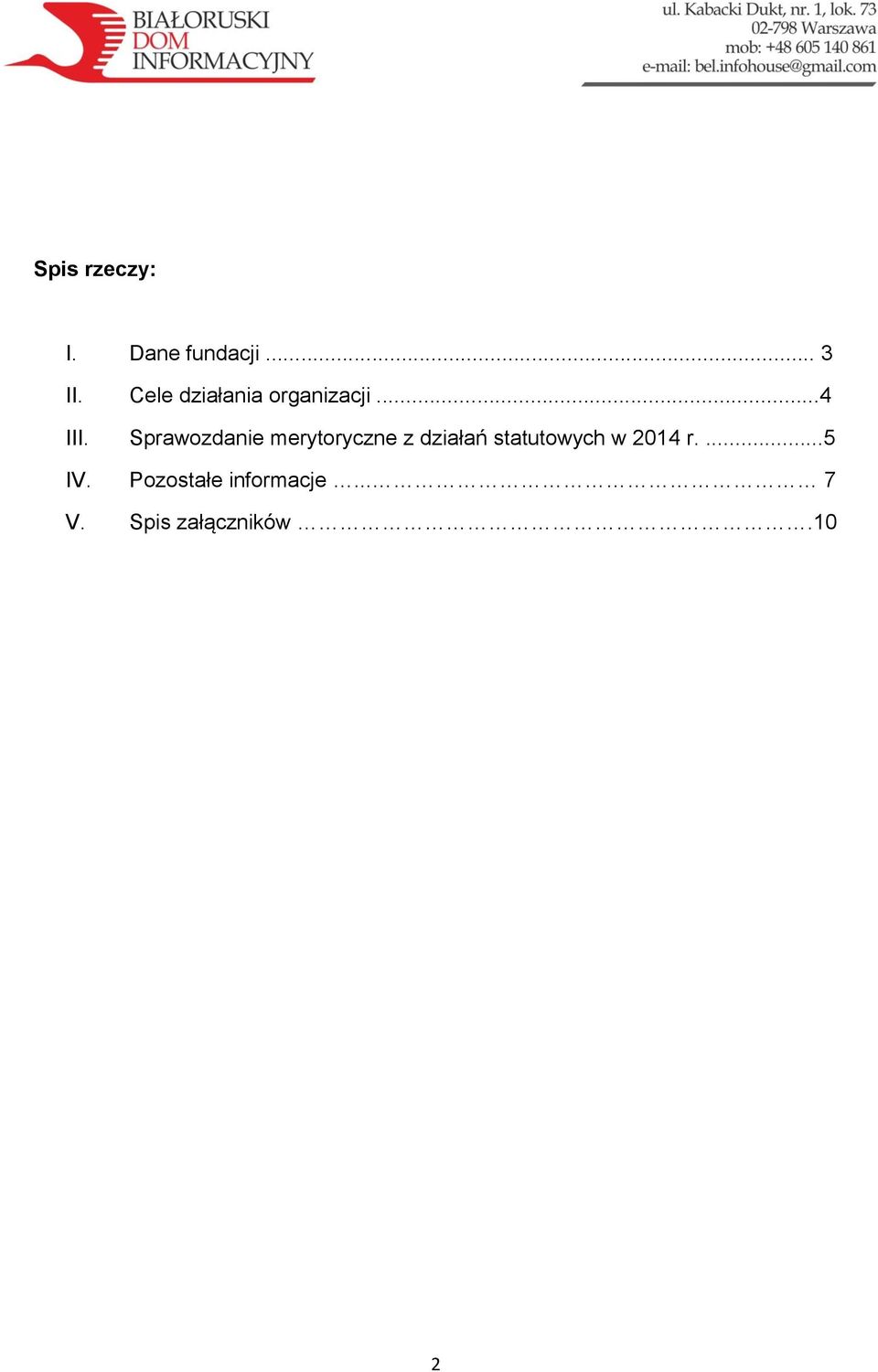 Sprawozdanie merytoryczne z działań statutowych