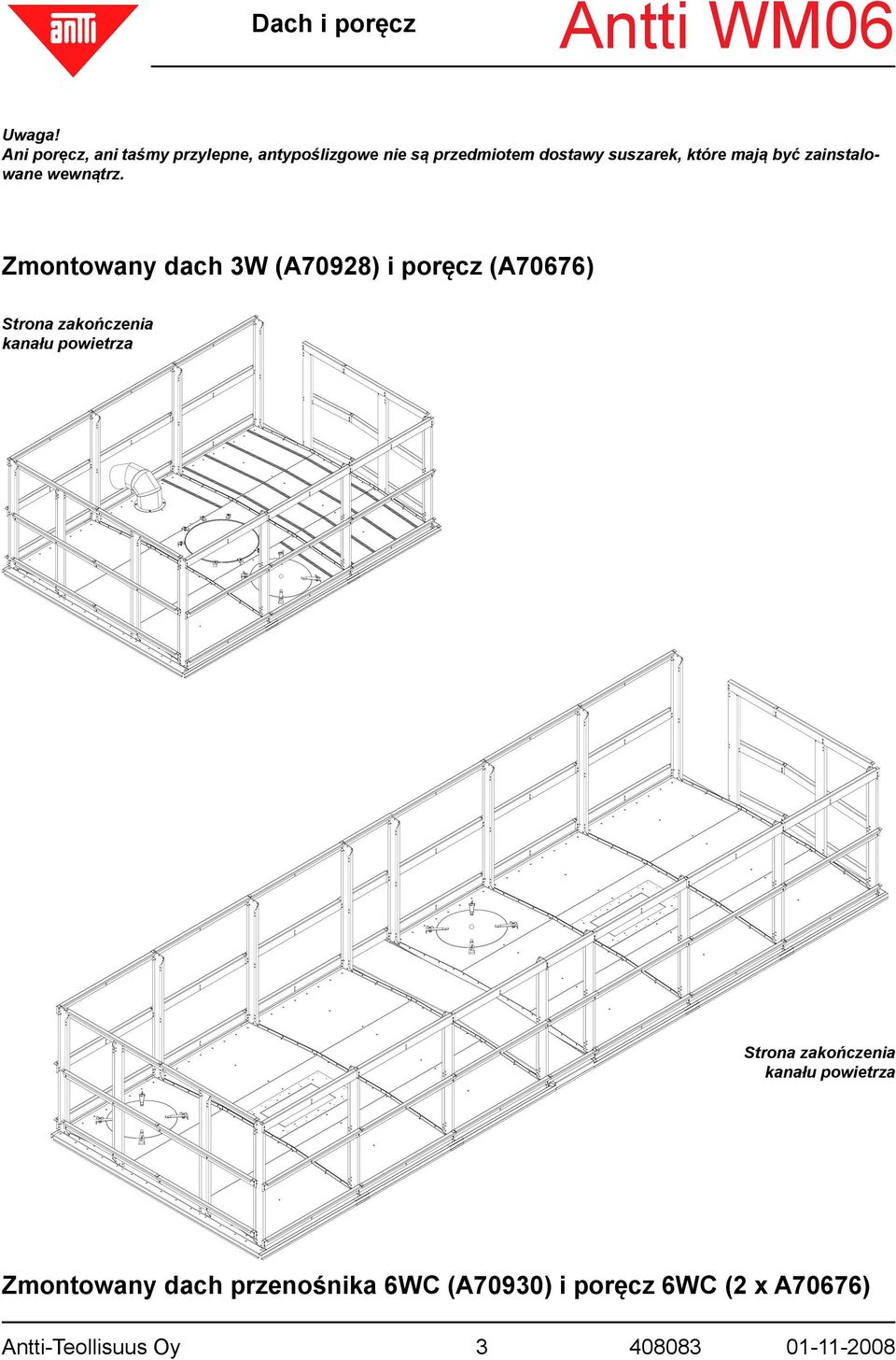 które mają być zainstalowane wewnątrz.