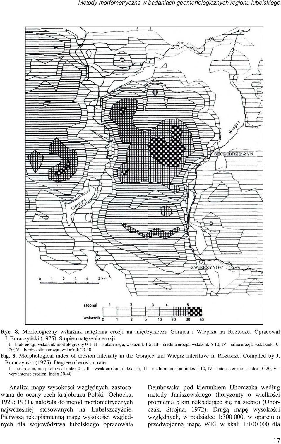 20-40 Fig. 8. Morphological index of erosion intensity in the Gorajec and Wieprz interfluve in Roztocze. Compiled by J. Buraczyński (1975).