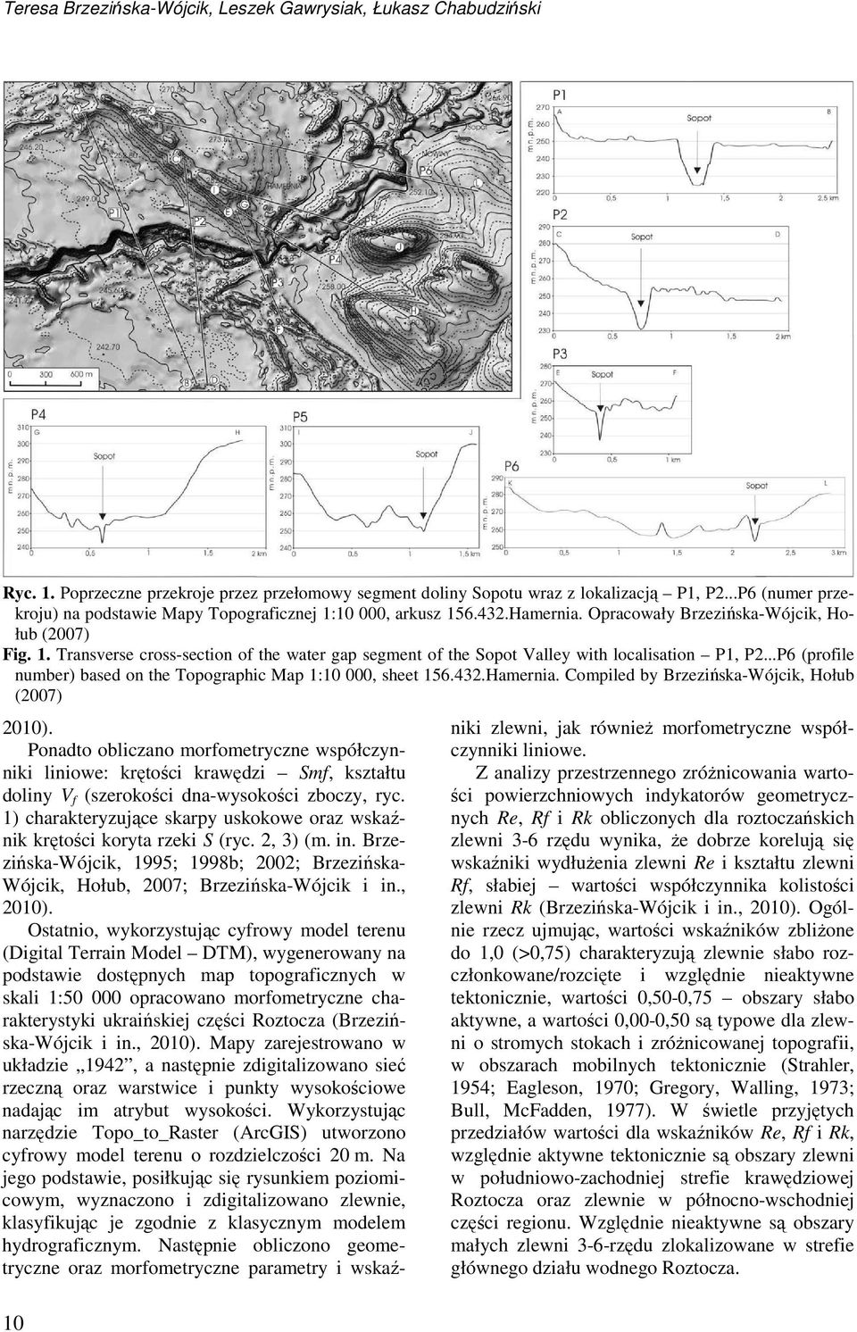 ..P6 (profile number) based on the Topographic Map 1:10 000, sheet 156.432.Hamernia. Compiled by Brzezińska-Wójcik, Hołub (2007) 2010).