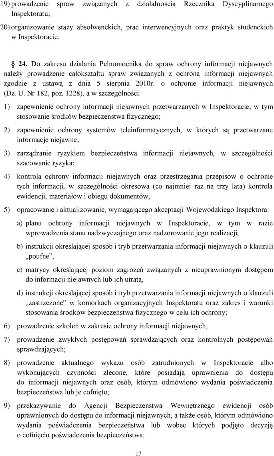 o ochronie informacji niejawnych (Dz. U. Nr 182, poz.