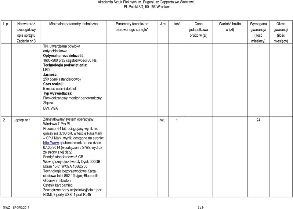 Laptop nr 1 Zainstalowany system operacyjny Windows 7 Pro PL gorszy niż 3700 pkt.