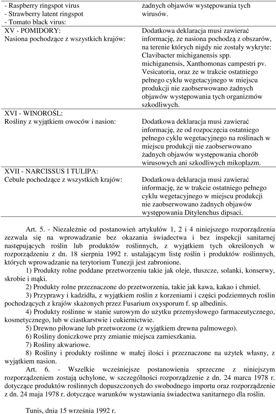 informację, że nasiona pochodzą z obszarów, na terenie których nigdy nie zostały wykryte: Clavibacter michiganensis spp. michiganensis, Xanthomonas campestri pv.